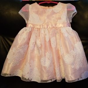 Satin/ Lace embossed sheer dress